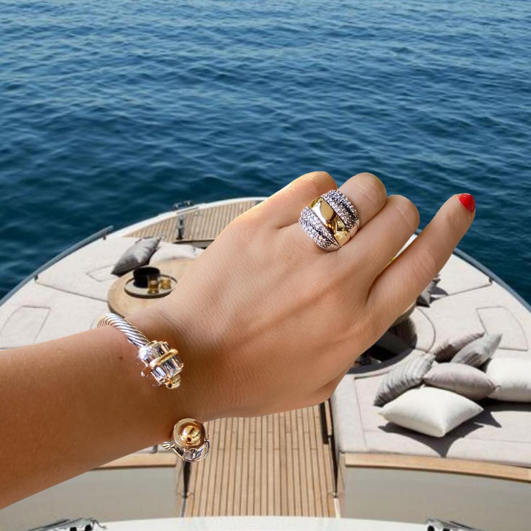 AMANTE RING - Sterling Silver & 14k Yellow Gold-Tayroni