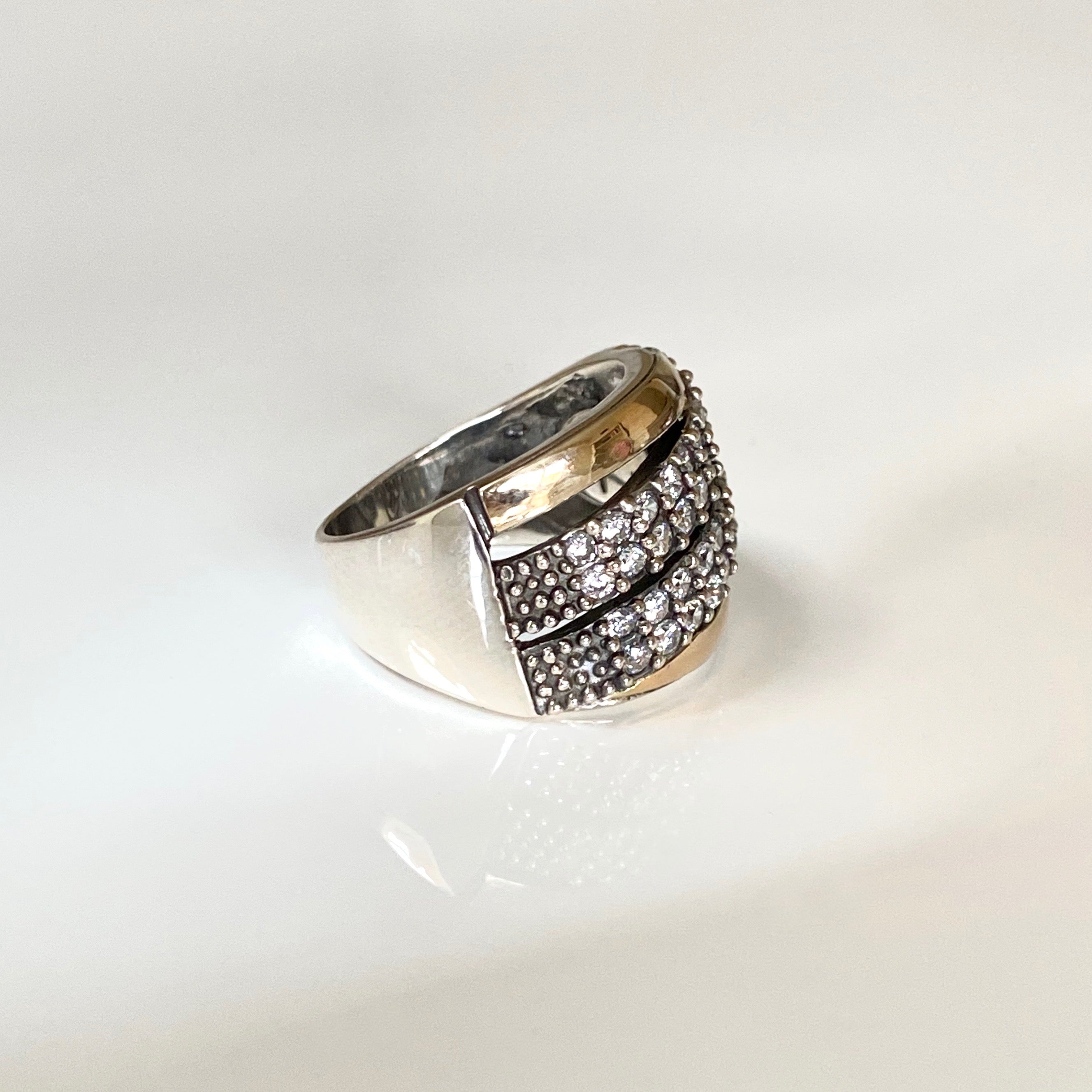ANTIBES RING - Sterling Silver & 14k Yellow Gold-Tayroni