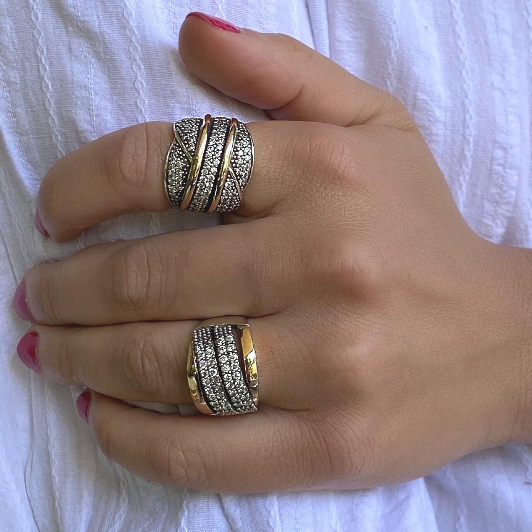 ANTIBES RING - Sterling Silver & 14k Yellow Gold-Tayroni