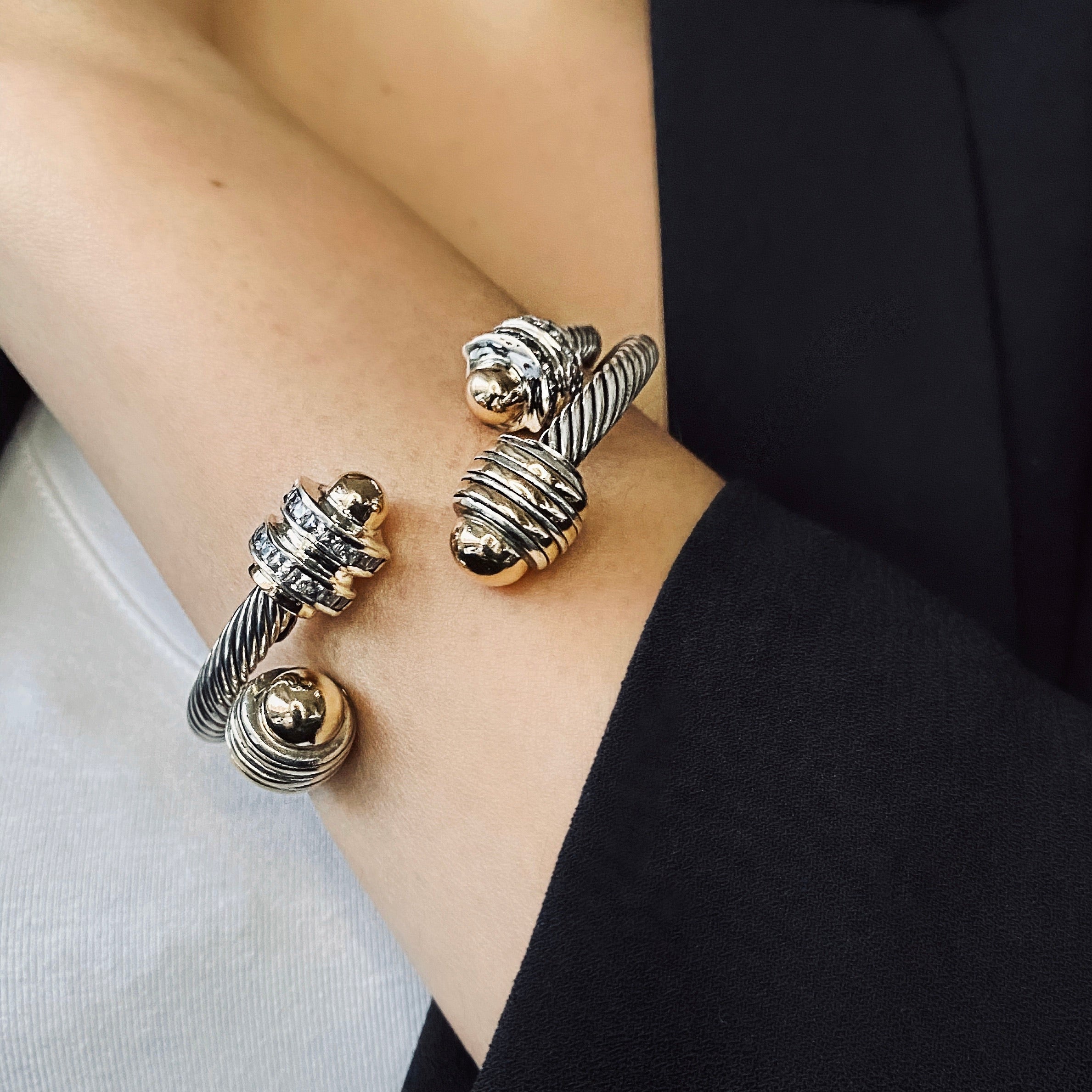 GALAXY CUFF BRACELET - Sterling Silver & 14k Yellow Gold-Tayroni