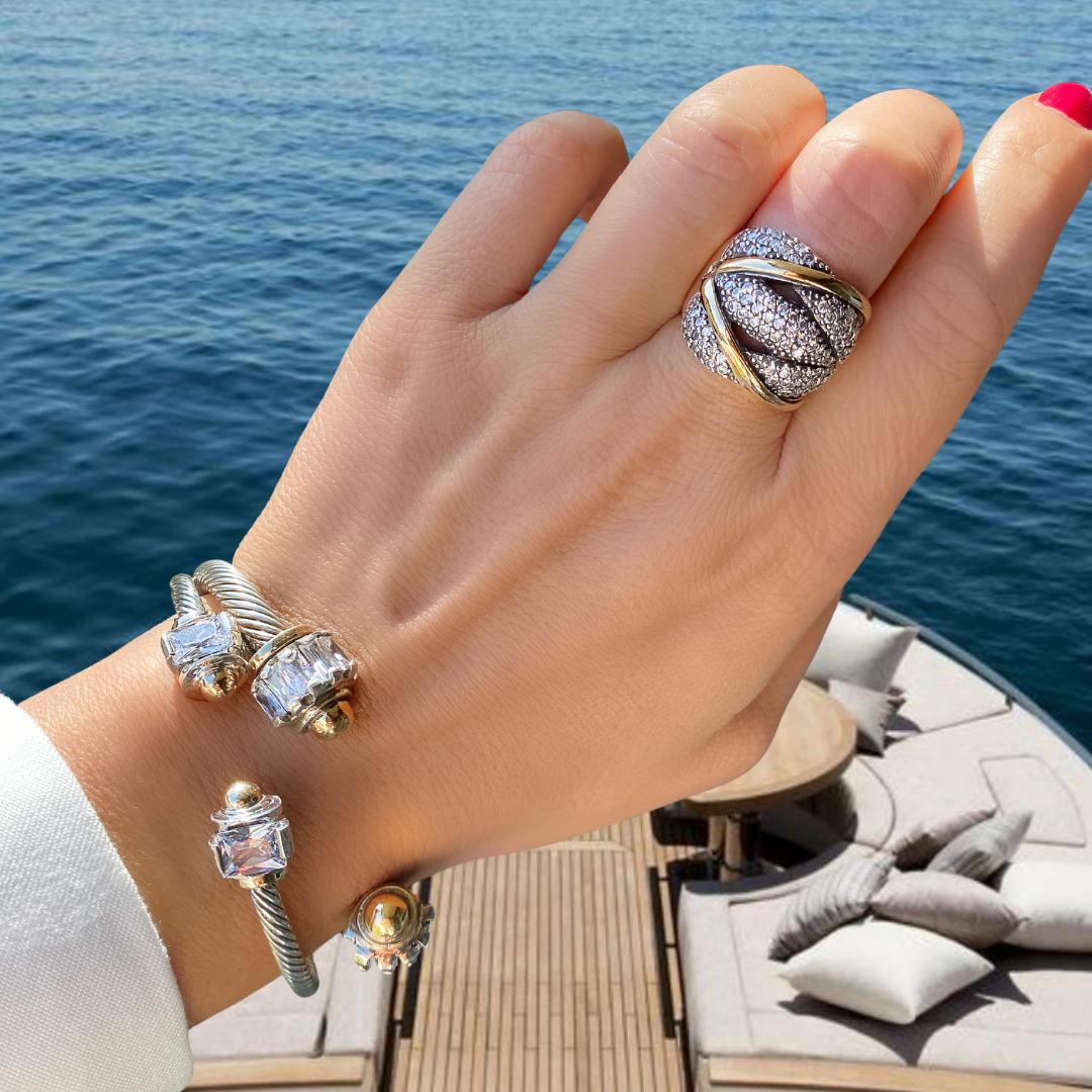 GALAXY RING - Sterling Silver & 14k Yellow Gold-Tayroni