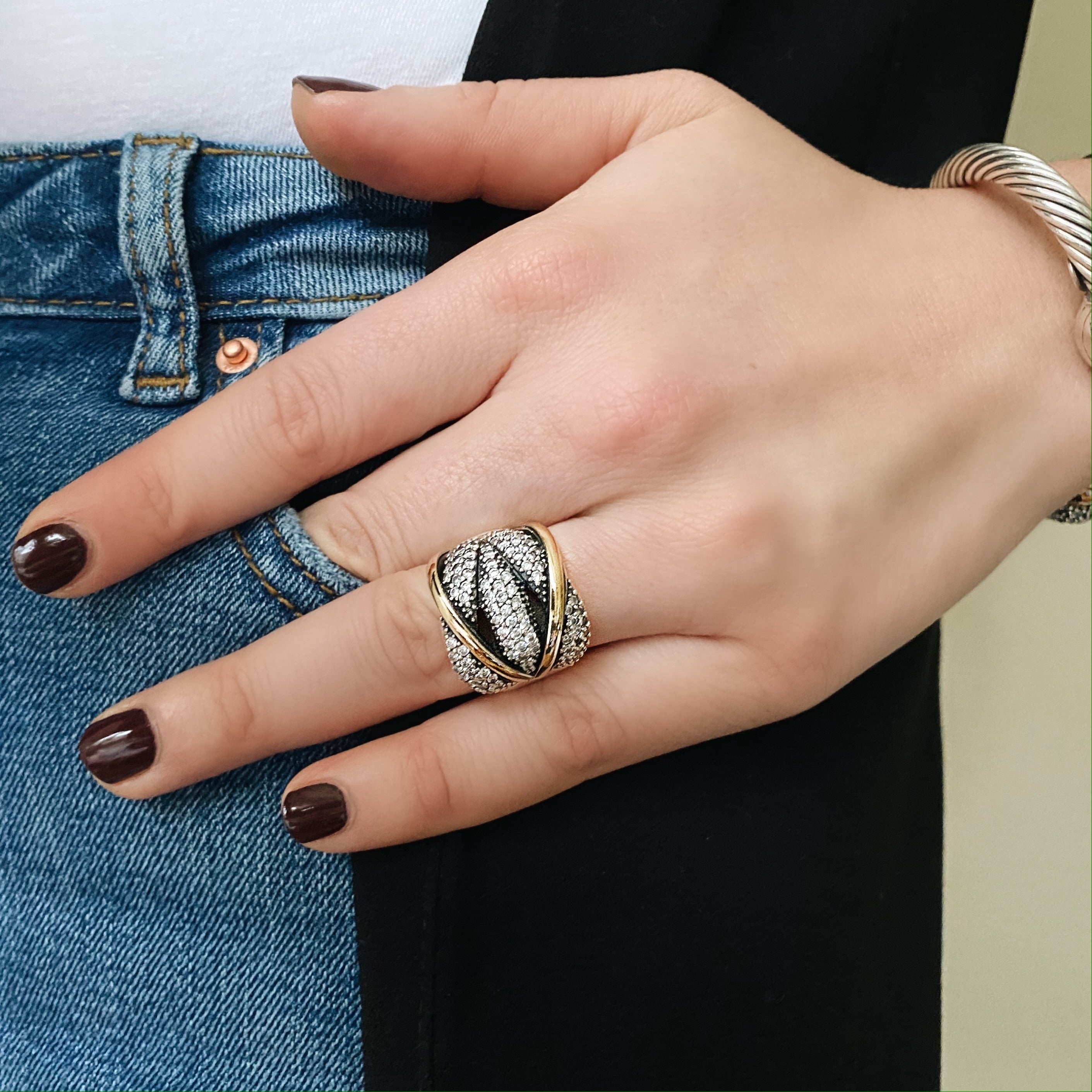 GALAXY RING - Sterling Silver & 14k Yellow Gold-Tayroni