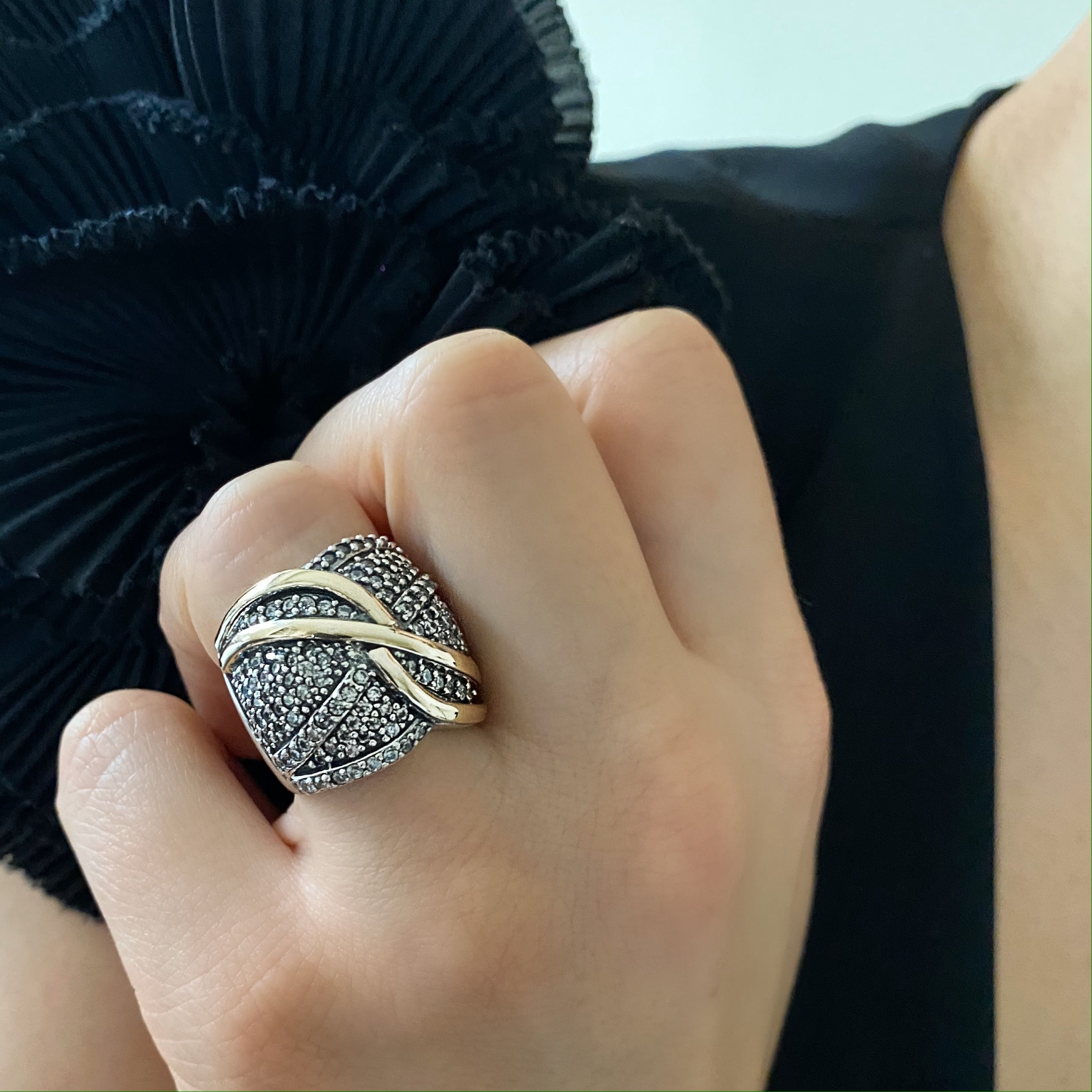 GUERITE RING - Sterling Silver & 14k Yellow Gold-Tayroni
