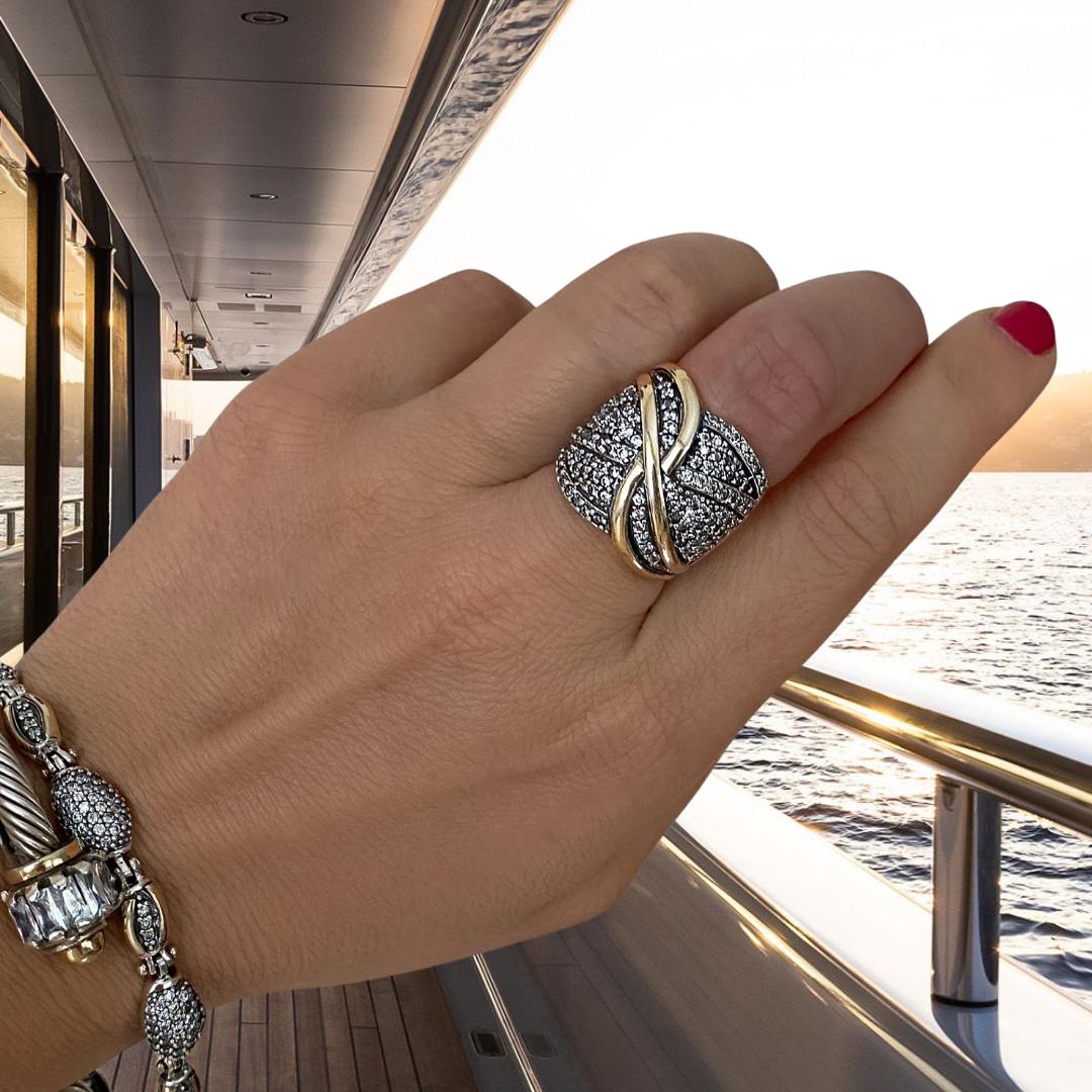 GUERITE RING - Sterling Silver & 14k Yellow Gold-Tayroni