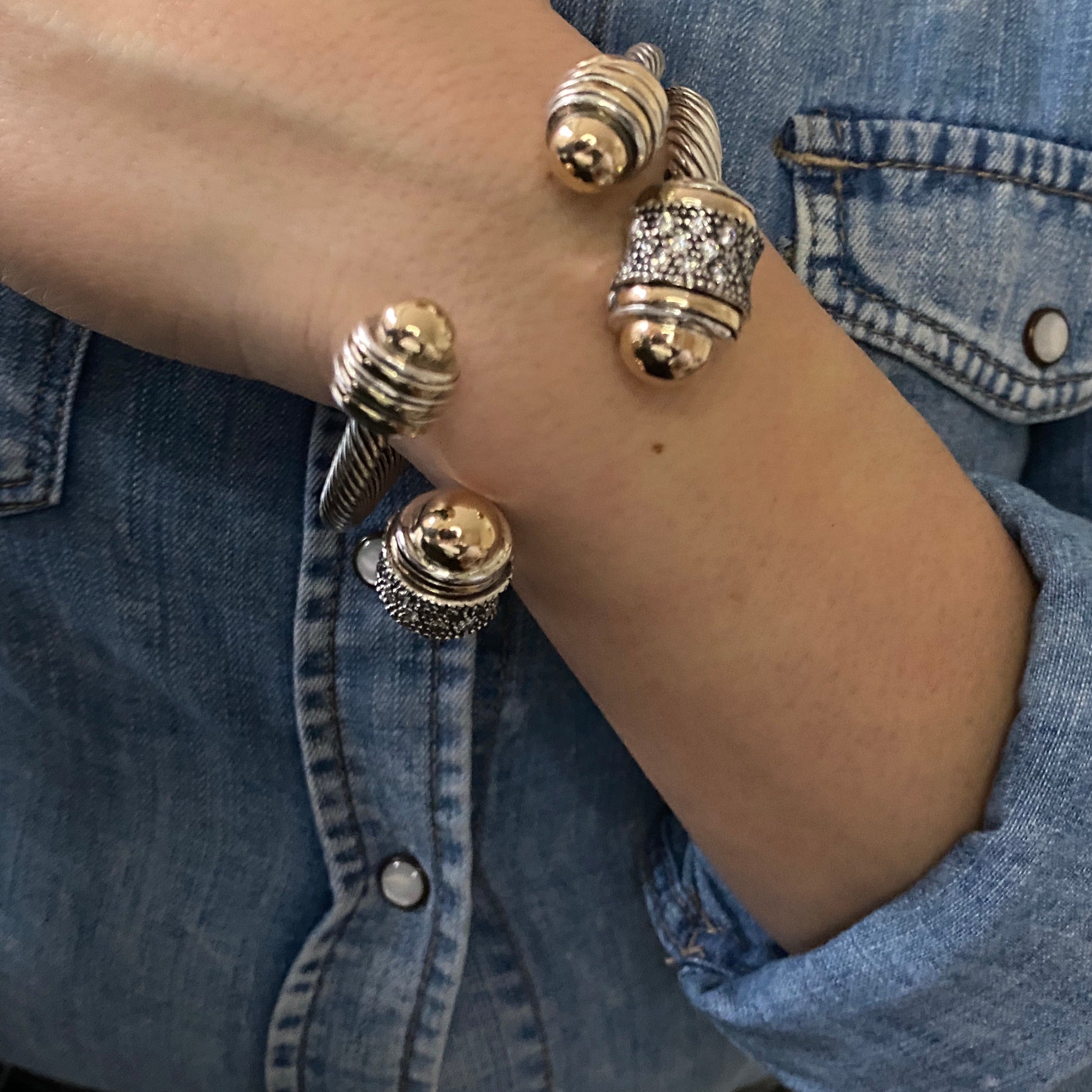 HAMPTONS CUFF BRACELET - Sterling Silver & 14k Yellow Gold-Tayroni
