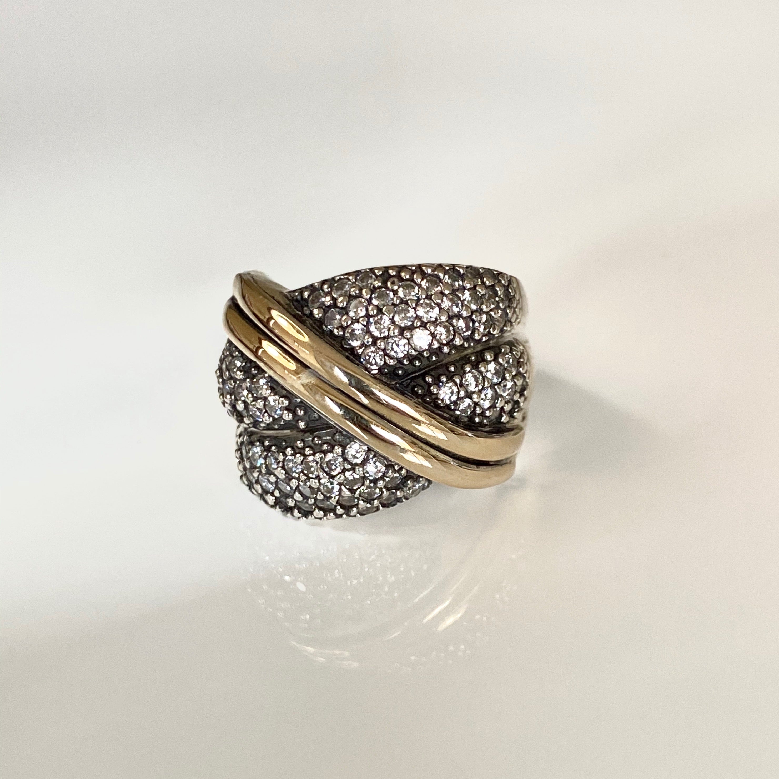 INFINITY RING - Sterling Silver & 14k Yellow Gold-Tayroni