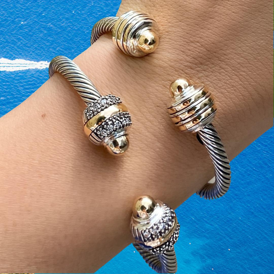 INTERSTELLAR CUFF BRACELET - Sterling Silver & 14k Yellow Gold-Tayroni