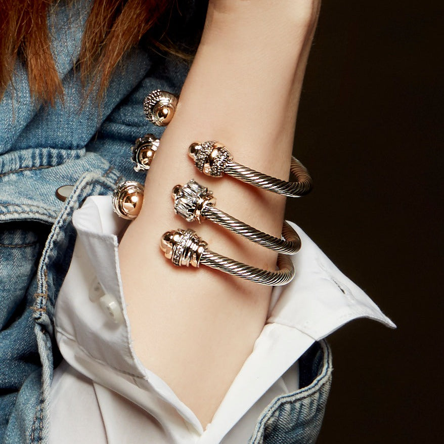 INTERSTELLAR CUFF BRACELET - Sterling Silver & 14k Yellow Gold-Tayroni