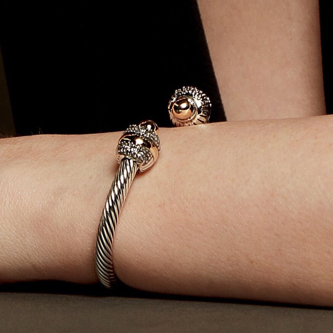 INTERSTELLAR CUFF BRACELET - Sterling Silver & 14k Yellow Gold-Tayroni