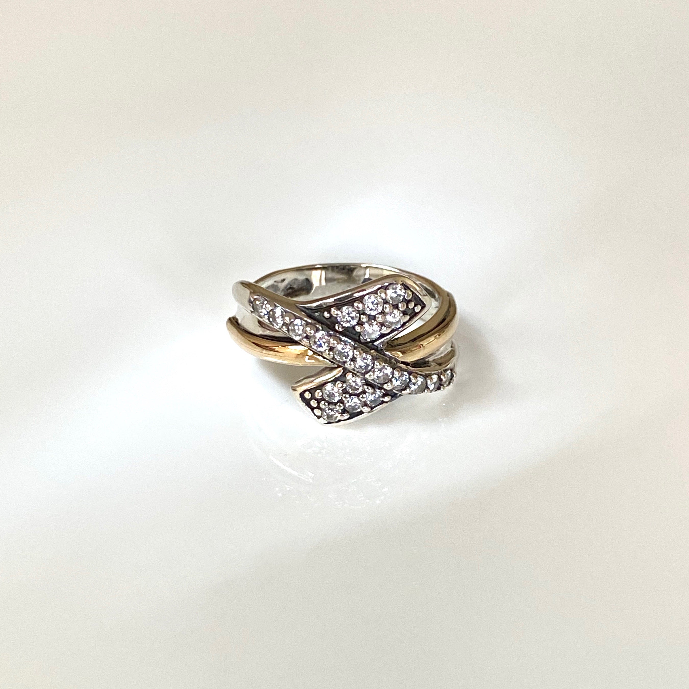 LYRA RING - Sterling Silver & 14k Yellow Gold-Tayroni