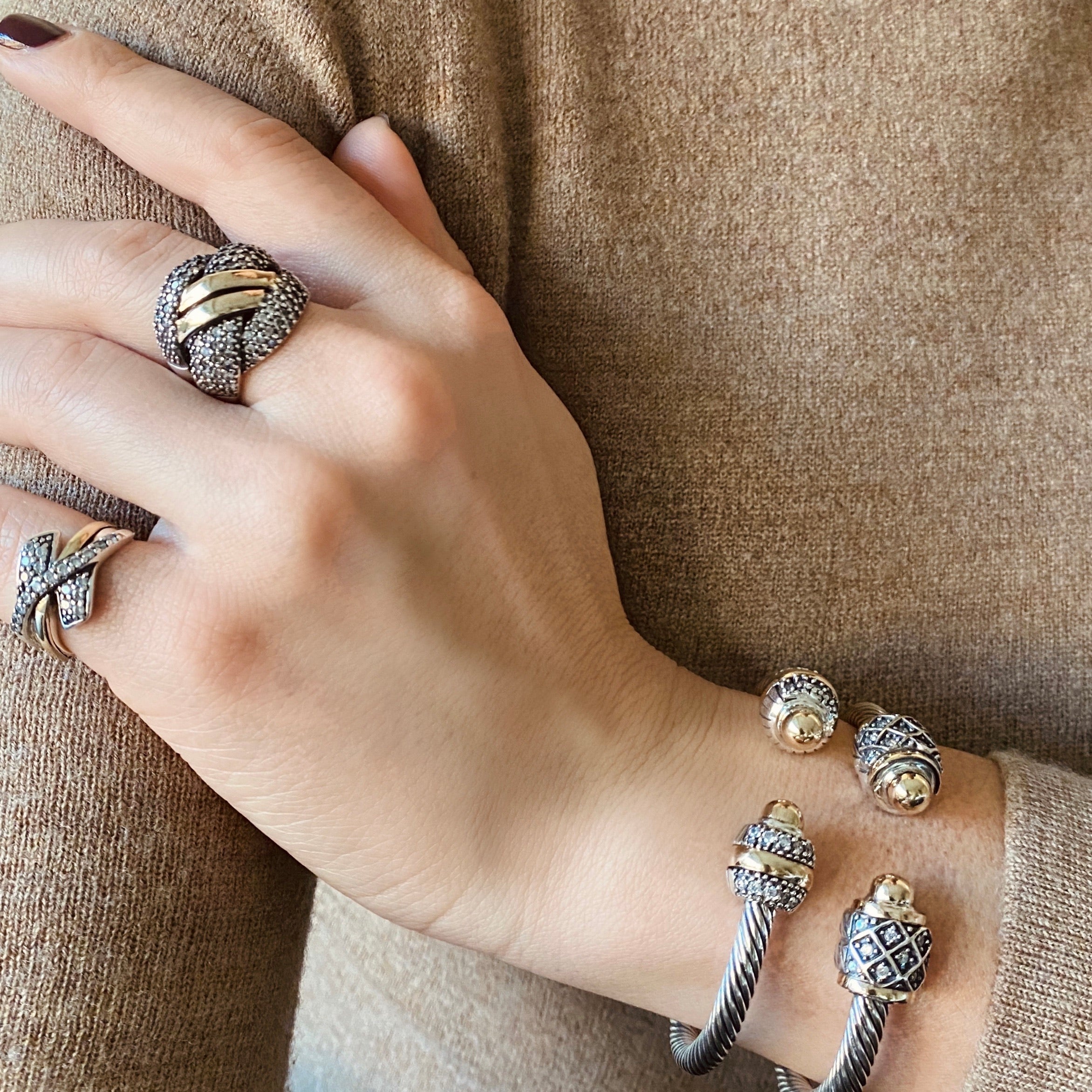 LYRA RING - Sterling Silver & 14k Yellow Gold-Tayroni