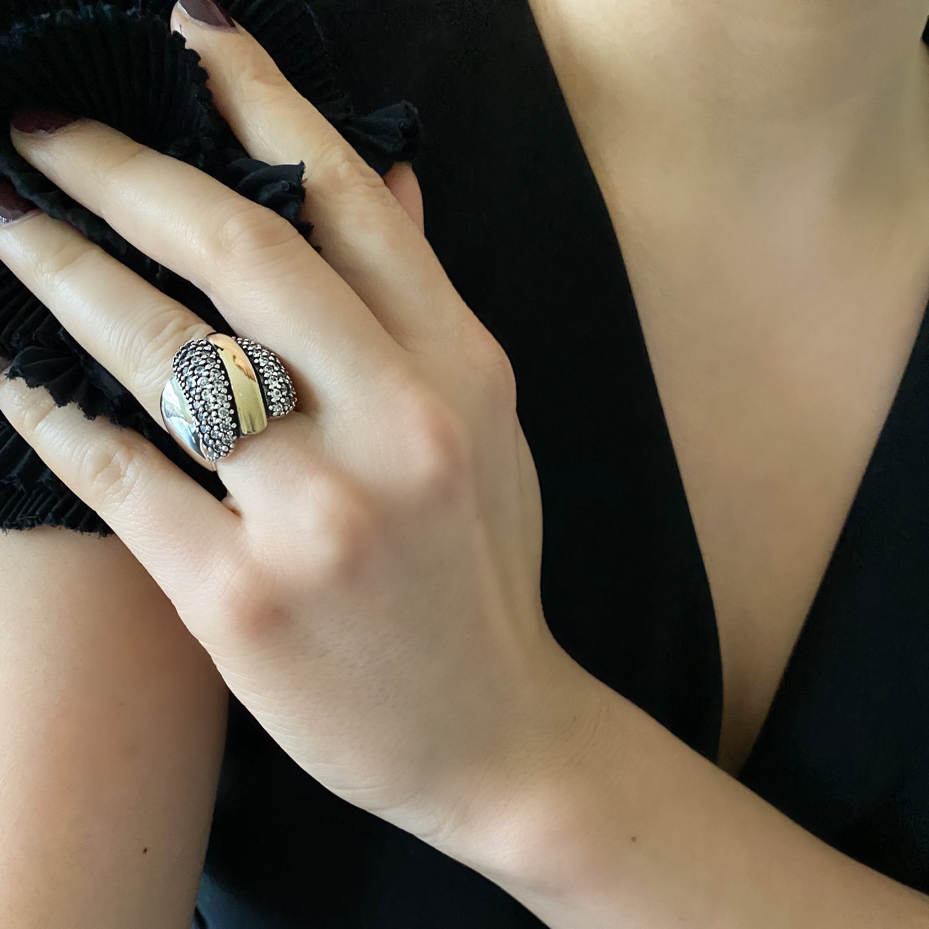 MONACO RING - Sterling Silver & 14k Yellow Gold-Tayroni