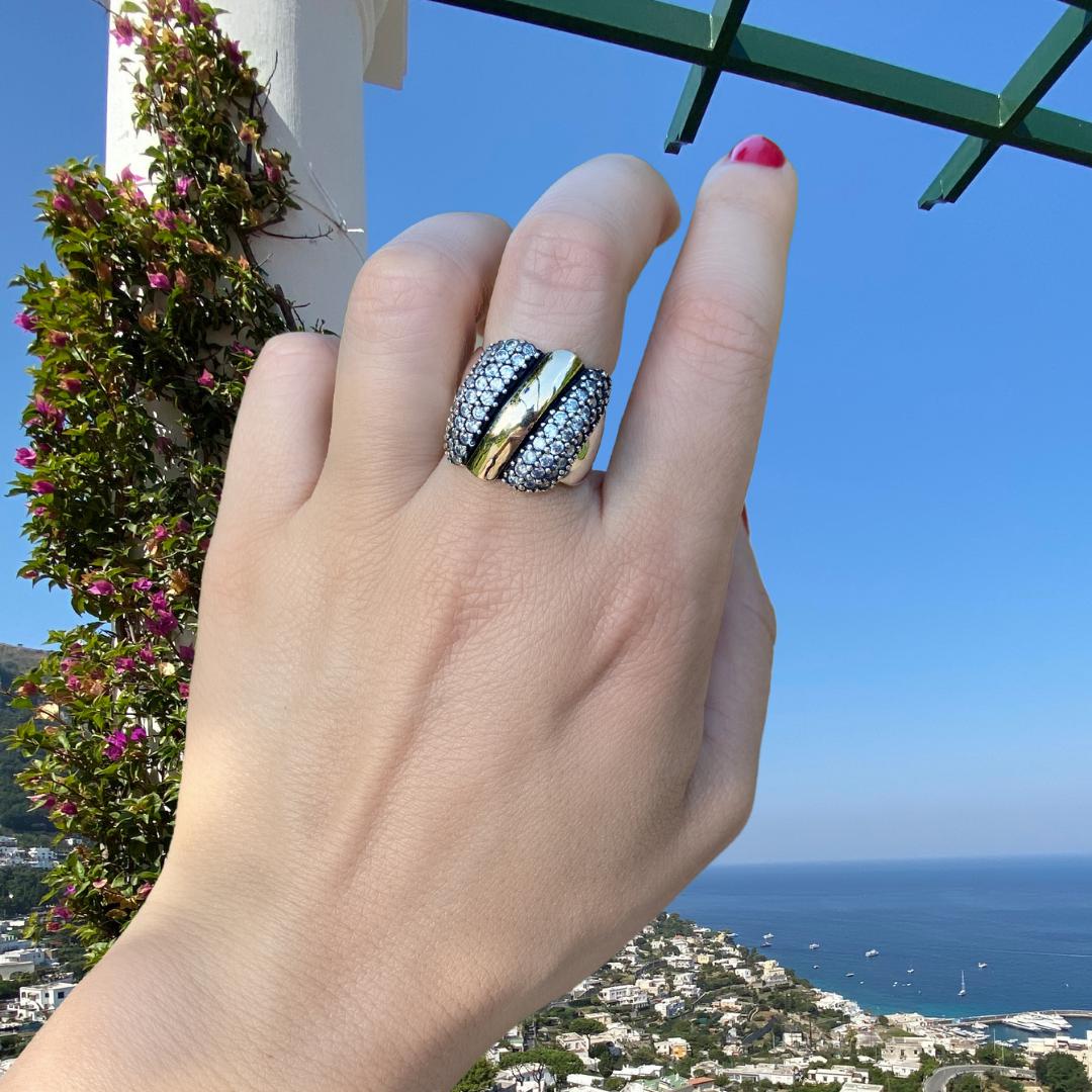 MONACO RING - Sterling Silver & 14k Yellow Gold-Tayroni