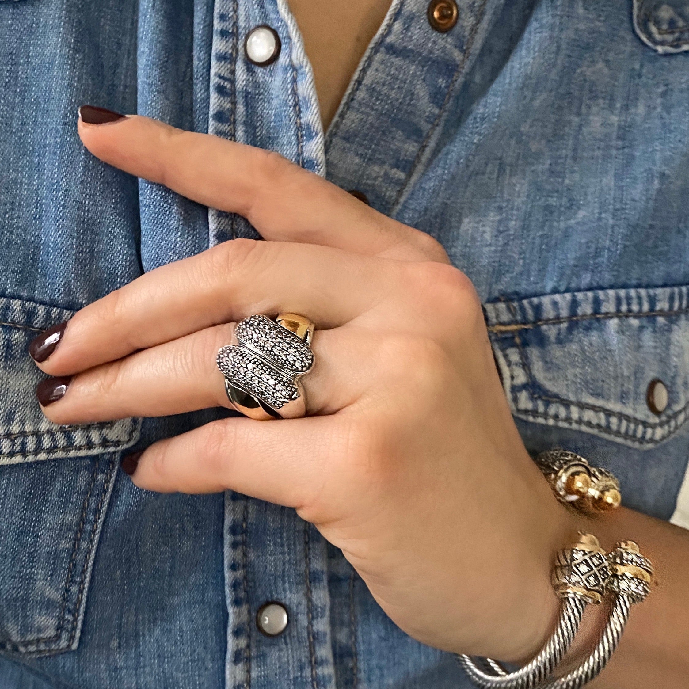 MYKONOS RING - Sterling Silver & 14k Yellow Gold-Tayroni