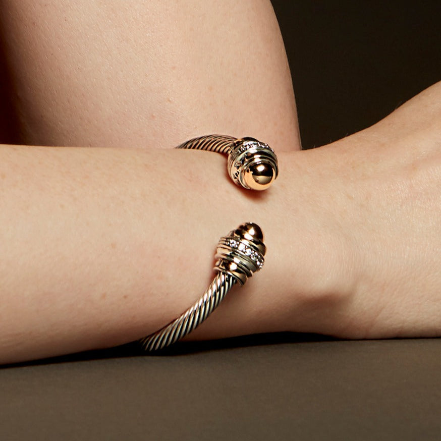 SOLAR CUFF BRACELET - Sterling Silver & 14k Yellow Gold-Tayroni