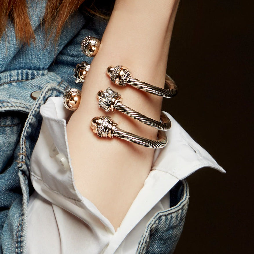 SOLAR CUFF BRACELET - Sterling Silver & 14k Yellow Gold-Tayroni