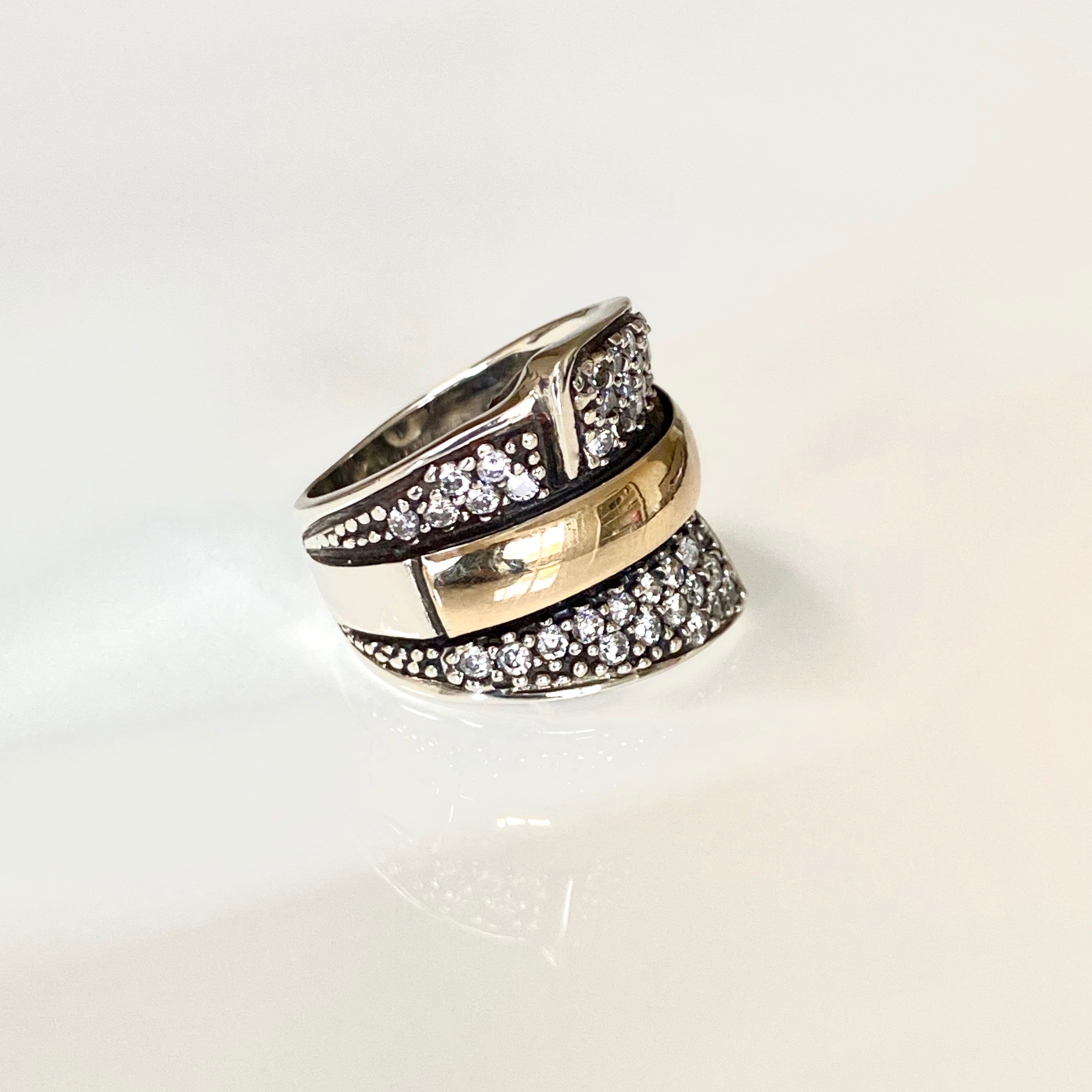 SUNSET RING - Sterling Silver & 14k Yellow Gold-Tayroni