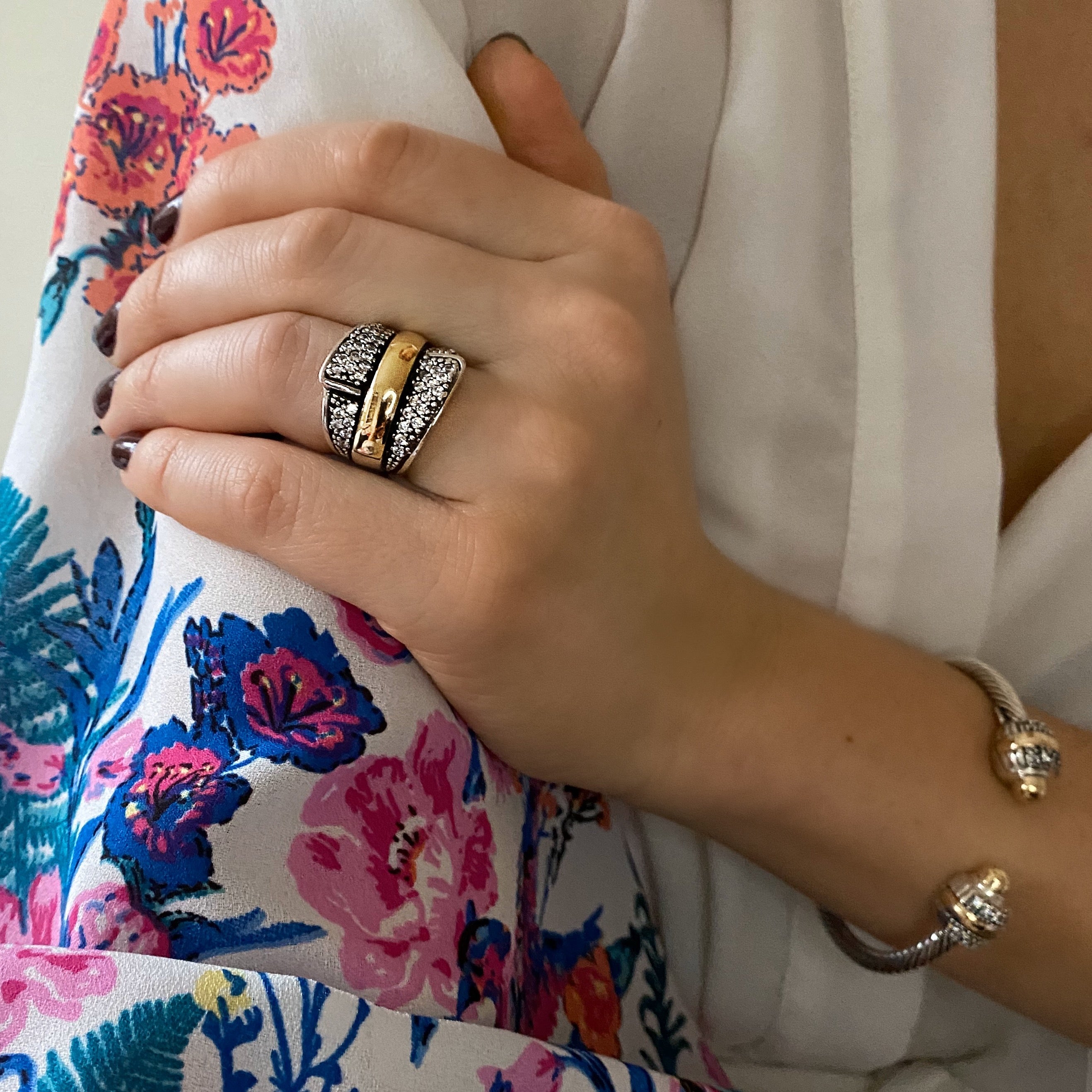 SUNSET RING - Sterling Silver & 14k Yellow Gold-Tayroni