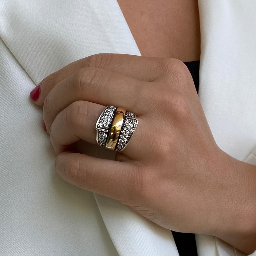 SUNSET RING - Sterling Silver & 14k Yellow Gold-Tayroni