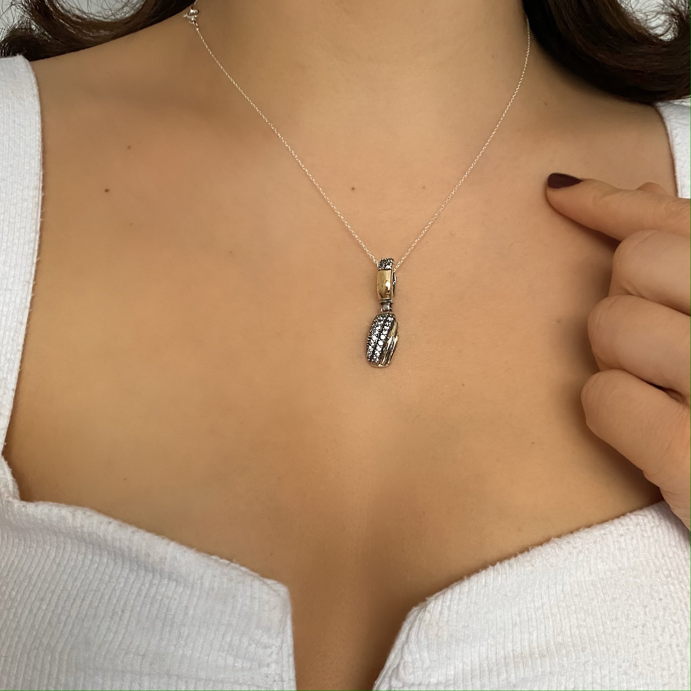 VEGA NECKLACE - Sterling Silver & 14k Yellow Gold-Tayroni