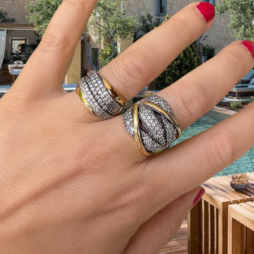 AZURINE RING - Sterling Silver and 14k Solid Gold-Tayroni