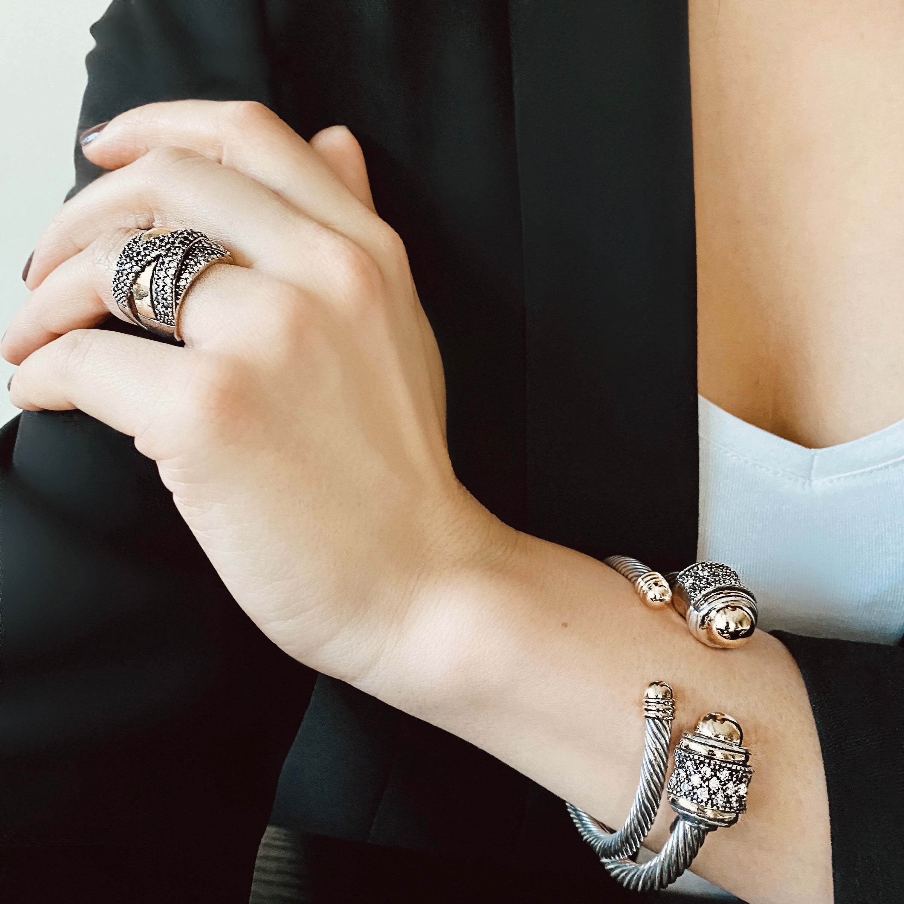 EDEN ROC CUFF BRACELET - Sterling Silver and 14k Yellow Gold-Tayroni