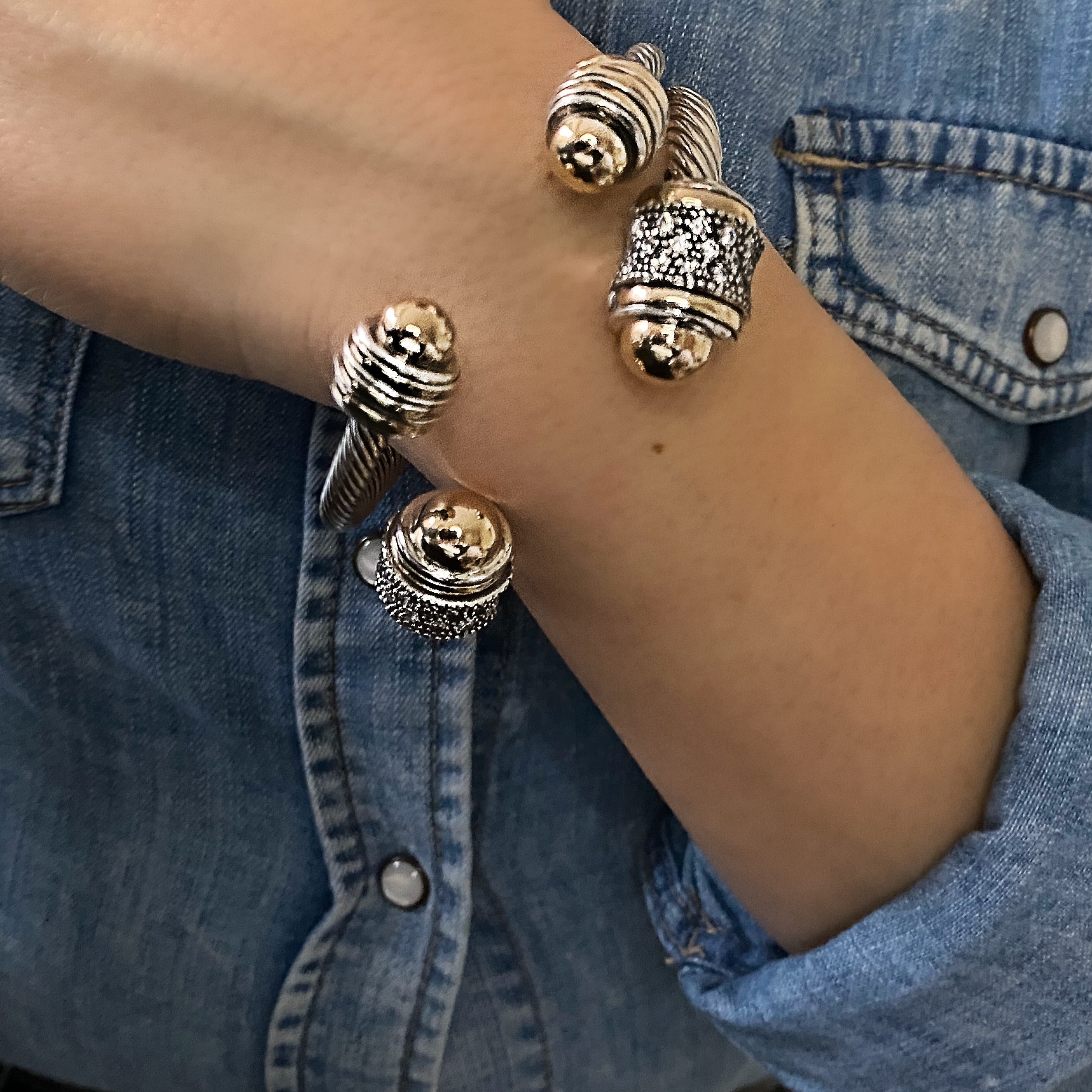 ESTELAR CUFF BRACELET - Sterling Silver and 14k Yellow Gold-Tayroni