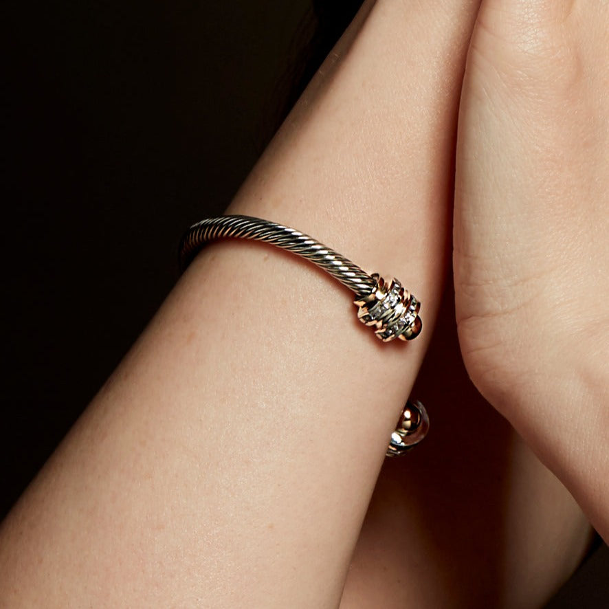 GALAXY CUFF BRACELET - Sterling Silver & 14k Yellow Gold-Tayroni