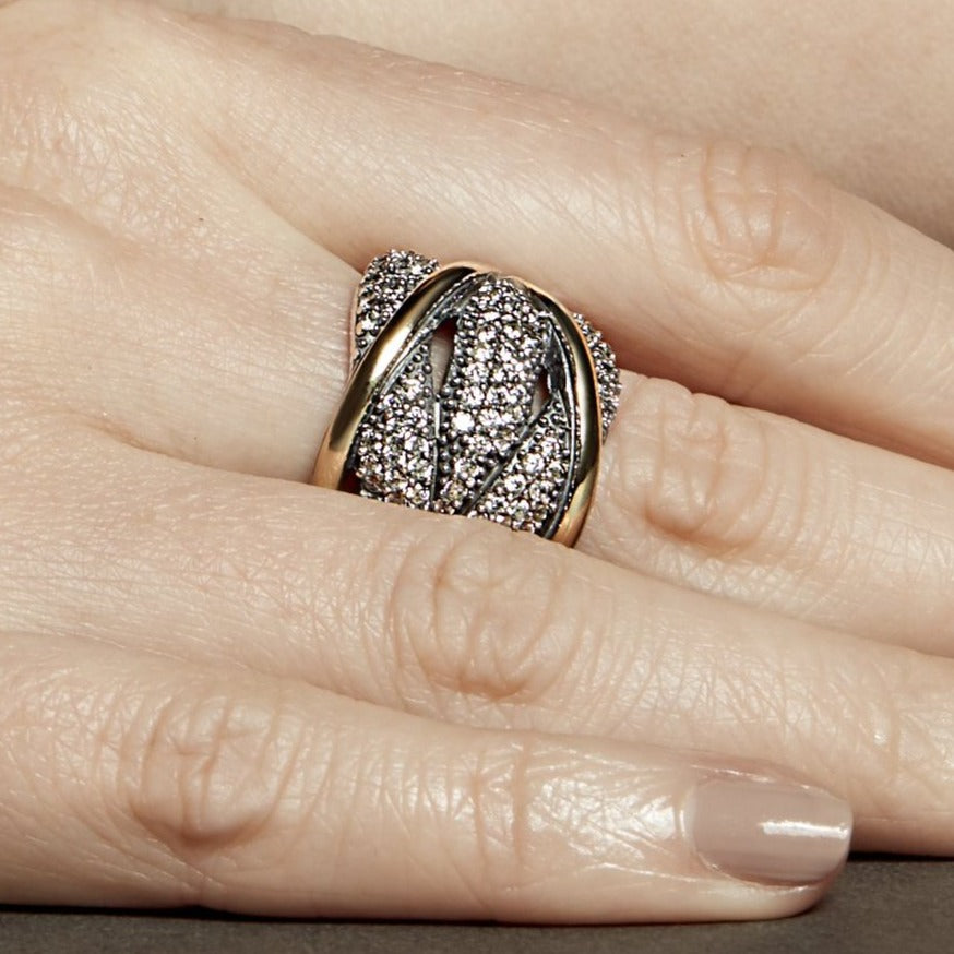 GALAXY RING - Sterling Silver & 14k Yellow Gold-Tayroni
