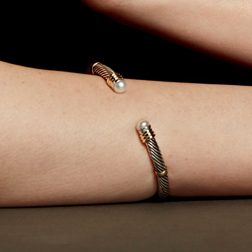 GRACE CUFF BRACELET - Sterling Silver and 14k Yellow Gold-Tayroni