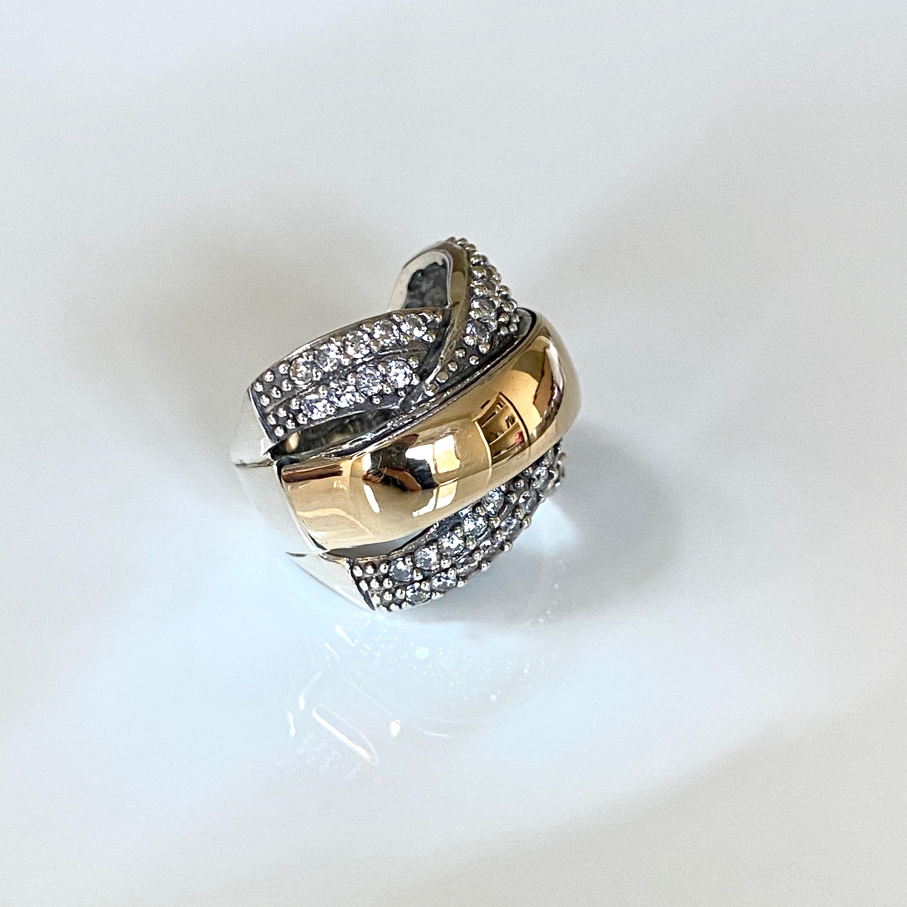 GRACE RING - Sterling Silver & 14k Yellow Gold-Tayroni