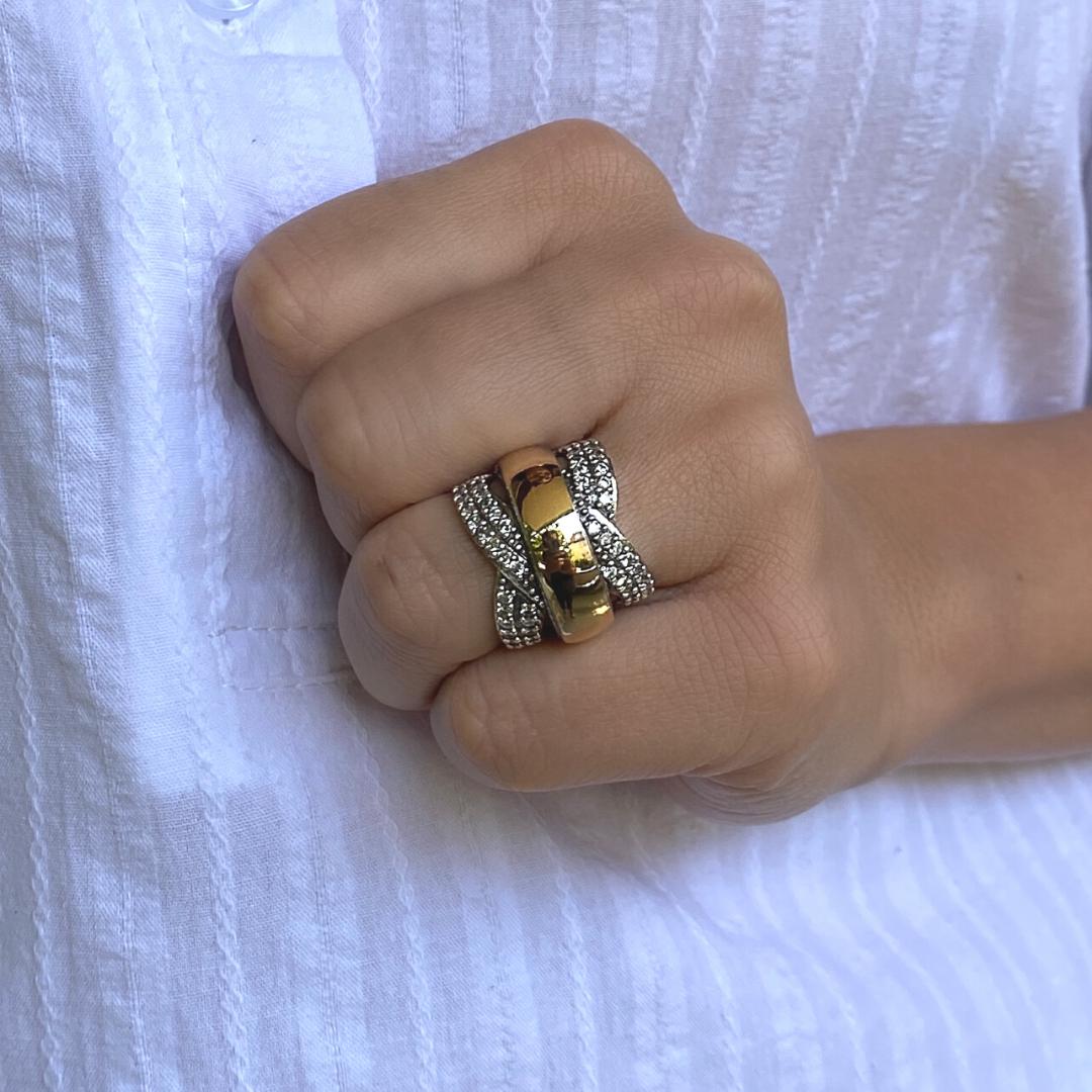GRACE RING - Sterling Silver & 14k Yellow Gold-Tayroni