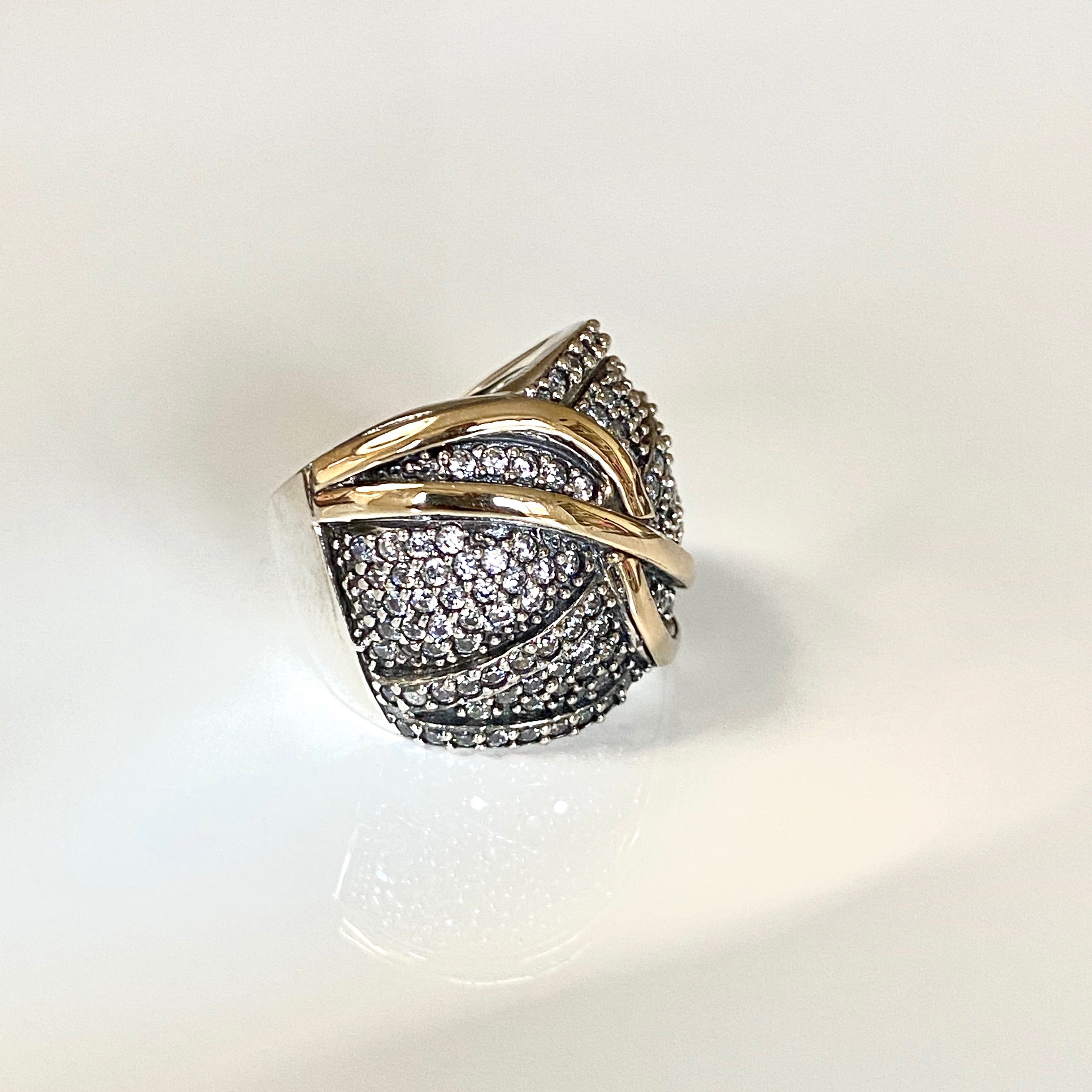 GUERITE RING - Sterling Silver & 14k Yellow Gold-Tayroni