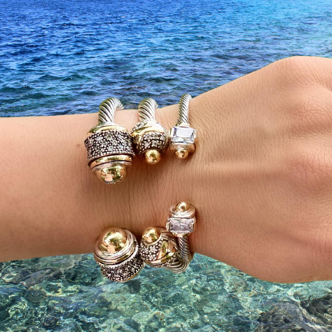HAMPTONS CUFF BRACELET - Sterling Silver & 14k Yellow Gold-Tayroni