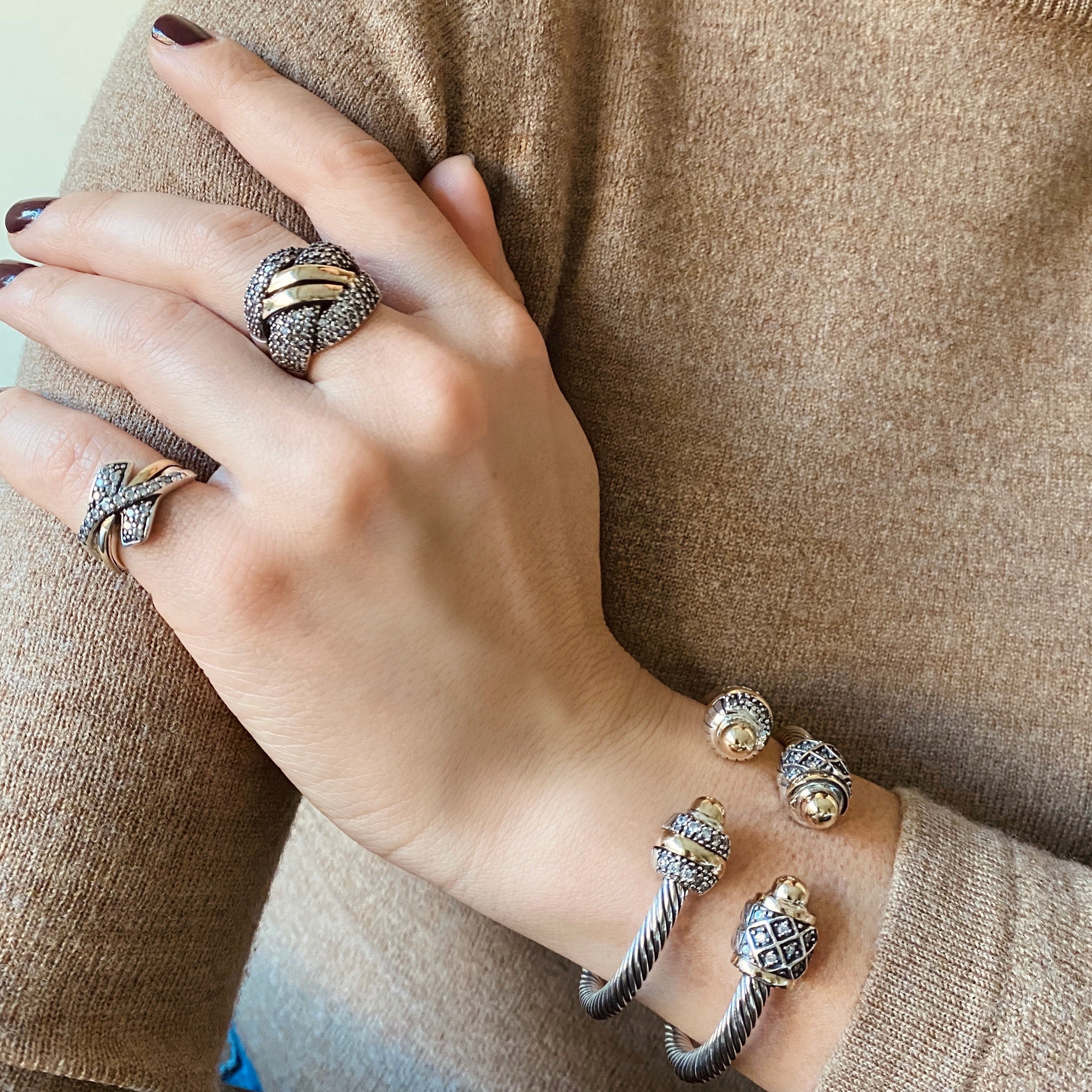 INTERSTELLAR CUFF BRACELET - Sterling Silver & 14k Yellow Gold-Tayroni