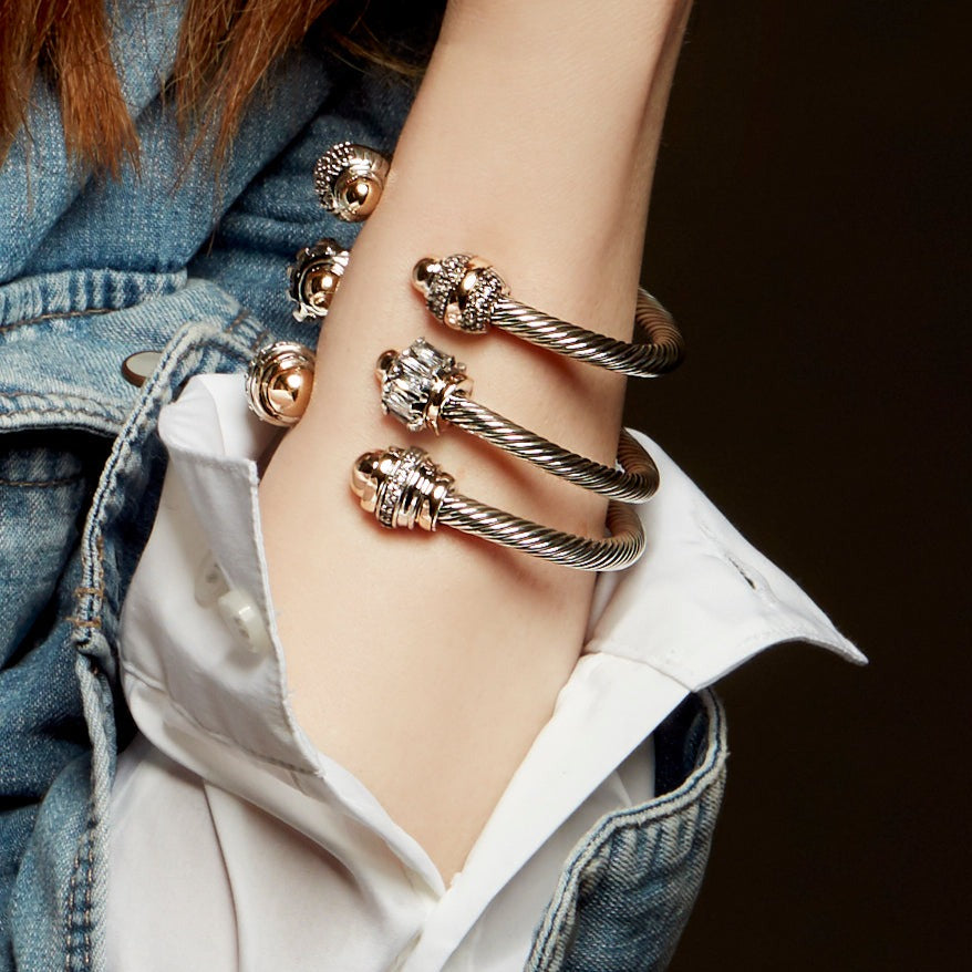 LIGHTME CUFF BRACELET - Sterling Silver & 14k Yellow Gold-Tayroni