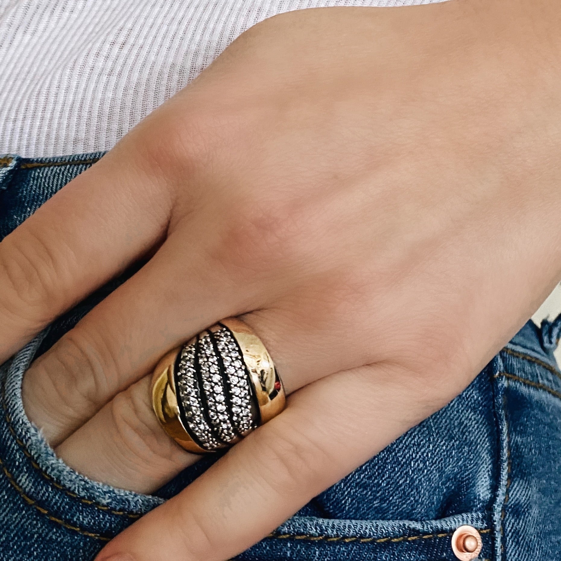 MAKE A WISH RING - Sterling Silver & 14k Yellow Gold-Tayroni