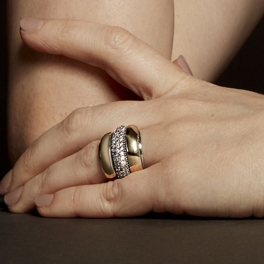 MONTE CARLO RING - Sterling Silver and 14k Yellow Gold-Tayroni