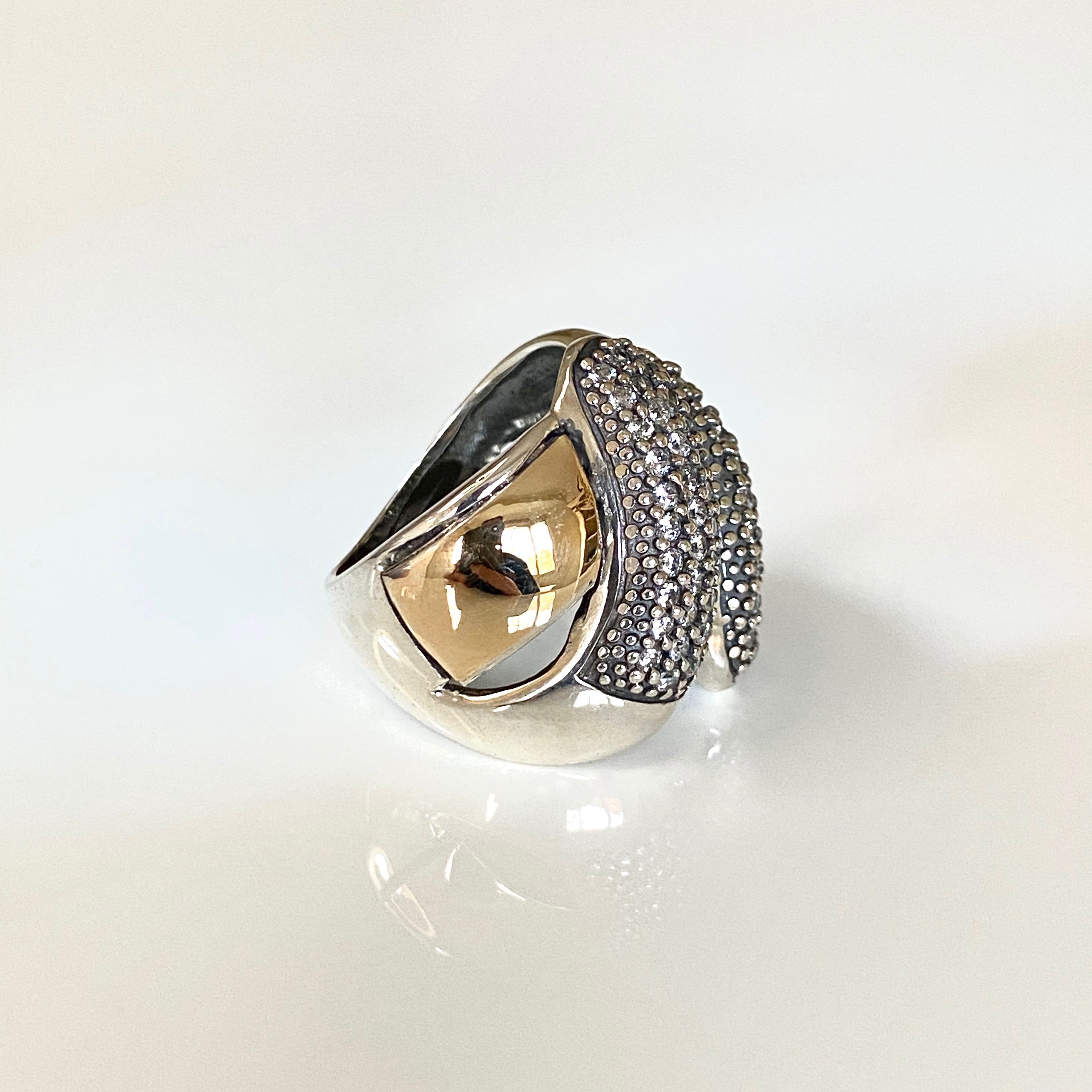 MYKONOS RING - Sterling Silver & 14k Yellow Gold-Tayroni