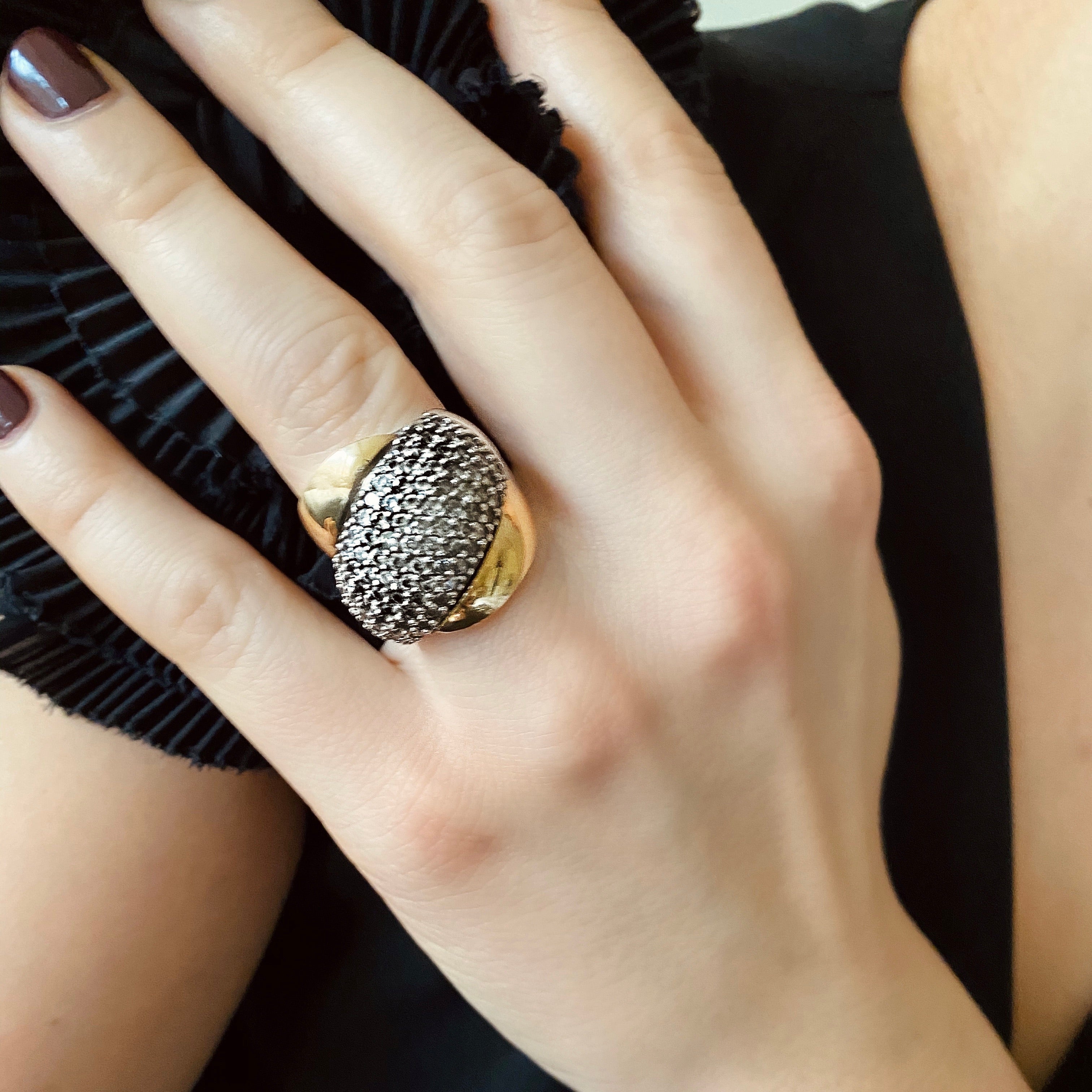 NOBU RING - Sterling Silver & 14k Yellow Gold-Tayroni