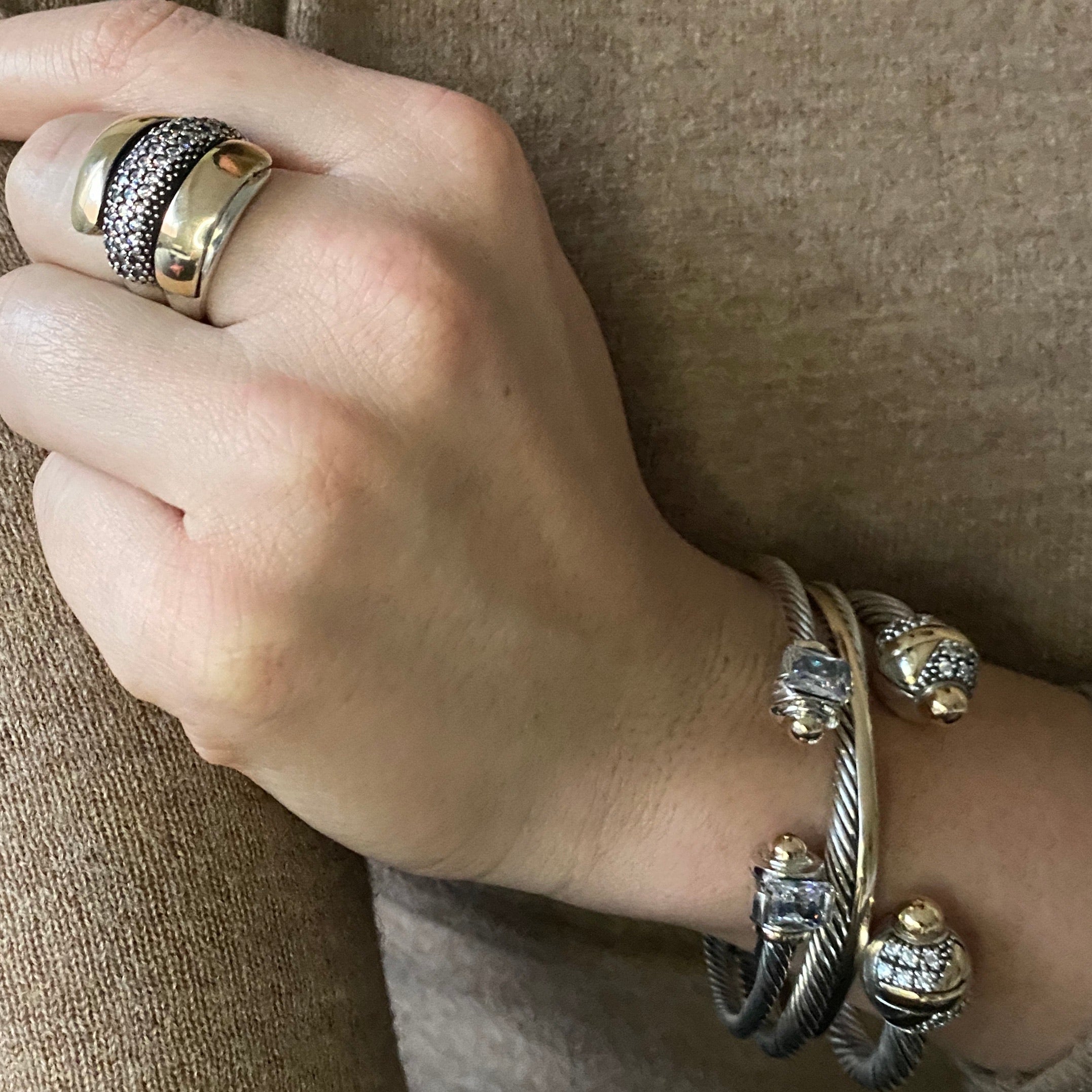 ORBIT CUFF BRACELET - Sterling Silver and 14k Yellow Gold-Tayroni