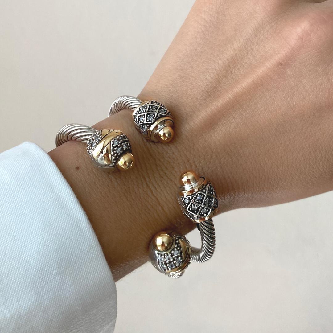 POSITANO CUFF BRACELET - Sterling Silver & 14k Yellow Gold-Tayroni
